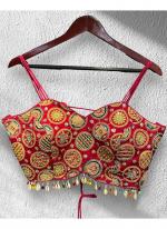 Pure Soft Chinnon Red Navratri Wear Embroidery Work Readymade Blouse